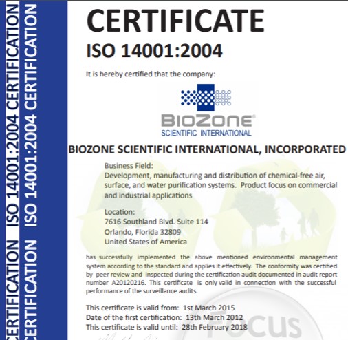 chứng nhận iso biozone